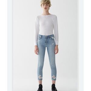 Agolde Light Blue Distressed Ankle Jeans